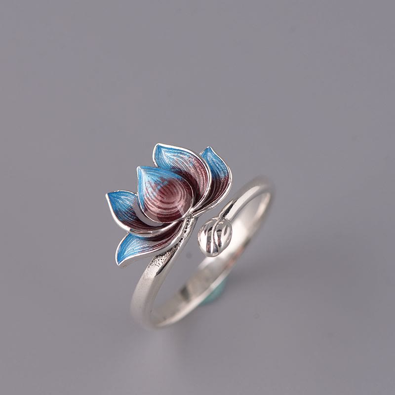 Nimara Ritual 925 Sterling Silver Lotus Flower New Beginning Adjustable Ring