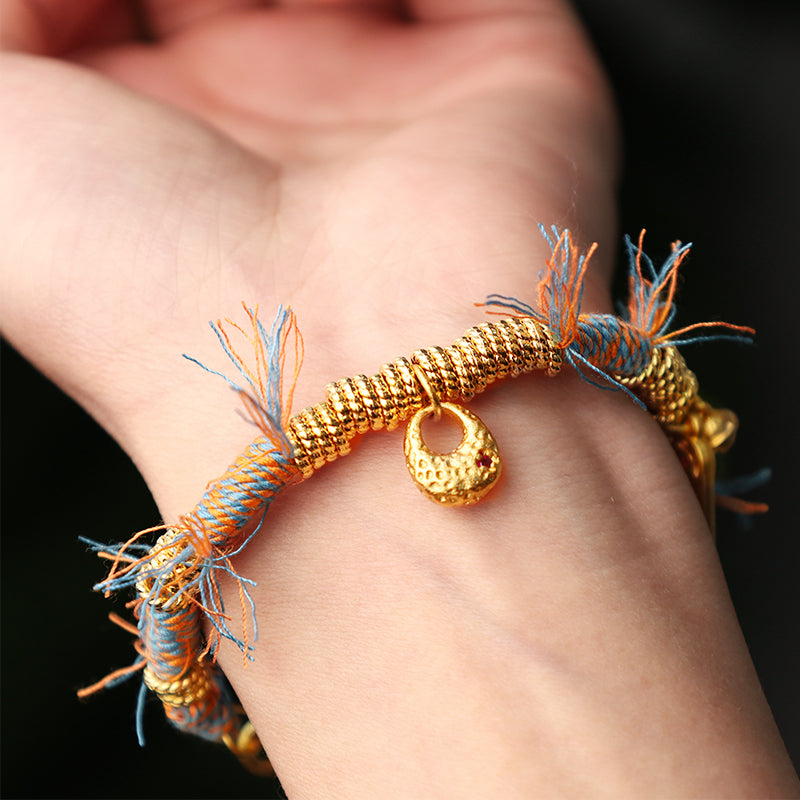 Nimara Ritual Handmade Tibetan Lucky Fortune Multicolored Rope Braid Bracelet