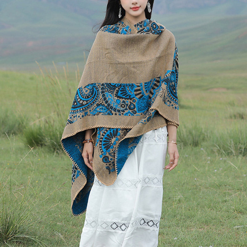 Nimara Ritual Tibetan Shawl Simple Pattern Winter Cozy Travel Scarf Wrap