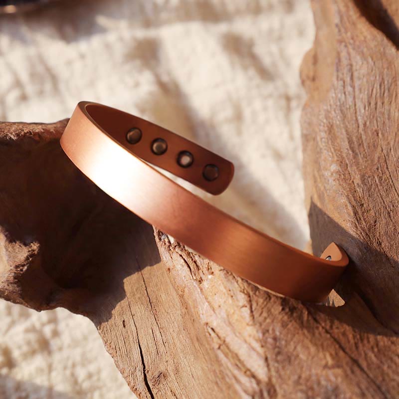 Nimara Ritual Vintage Pattern Magnetic Copper Adjustable Cuff Bracelet Bangle