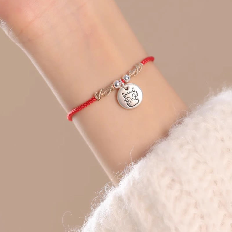 Nimara Ritual Handmade 999 Sterling Silver Year of the Dragon Cute Chinese Zodiac Luck Braided Bracelet