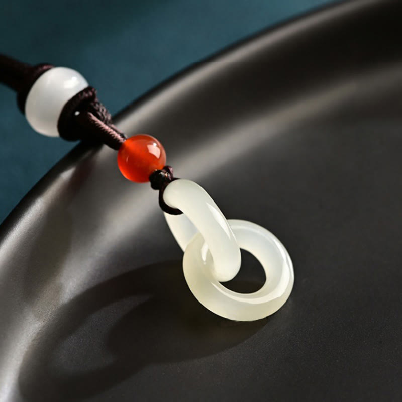 Nimara Ritual Natural Hetian Cyan Jade White Jade Double Peace Buckle Success Necklace Pendant