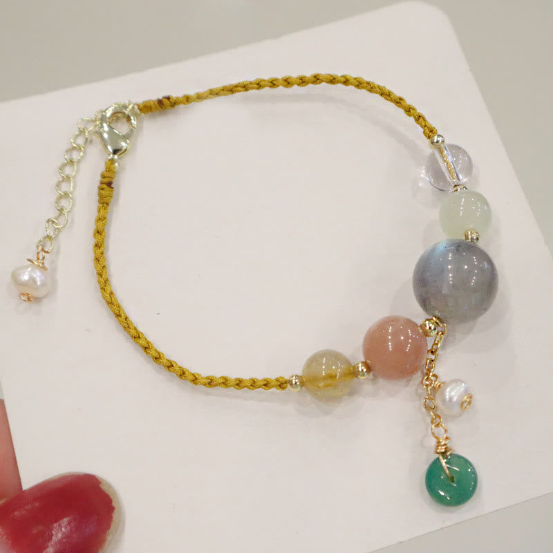 Nimara Ritual Moonstone Sunstone Beads Peace Buckle Charm Healing Bracelet
