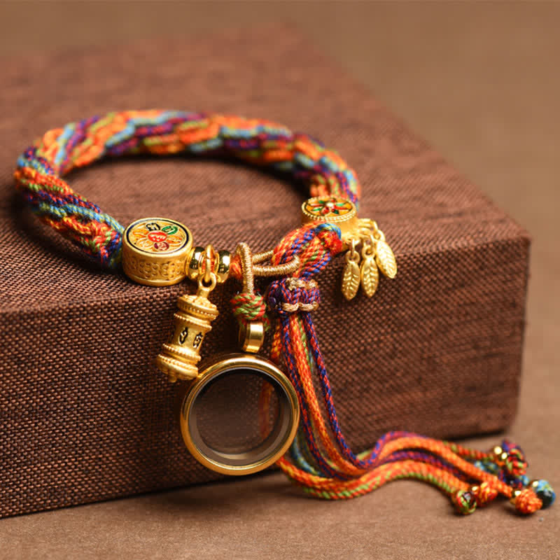 Nimara Ritual Tibetan Om Mani Padme Hum Dreamcatcher Luck Colorful Reincarnation Knot String Bracelet