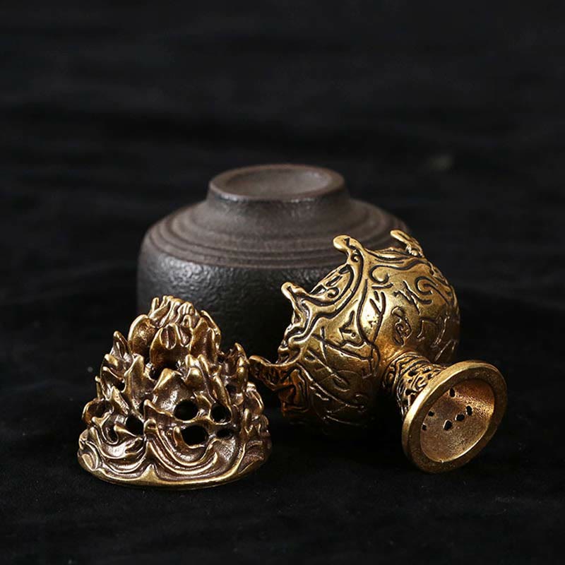 Nimara Ritual Tibetan Mini Mountain Pattern Meditation Copper Alloy Incense Burner