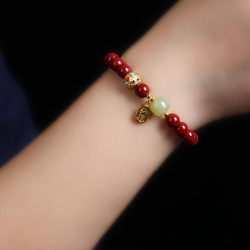Nimara Ritual Cinnabar Green Aventurine Fortune Protection Charm Bracelet