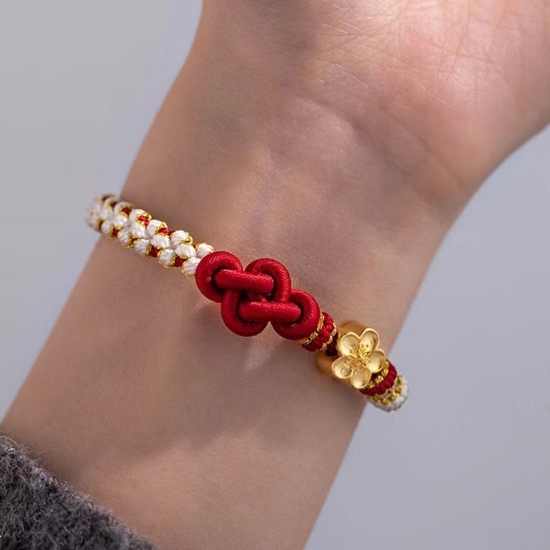 Nimara Ritual Handmade True Love Knot Peach Blossom Charm Luck Rope Bracelet