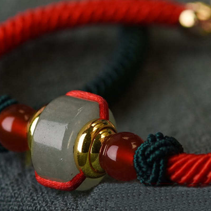 Nimara Ritual Tibetan Green Aventurine Luck Braid String Bracelet