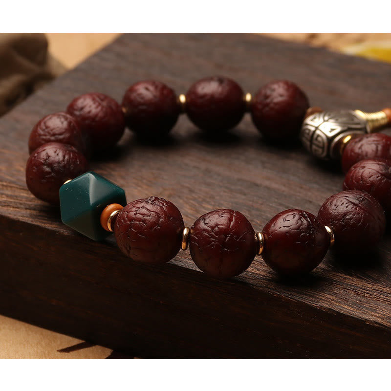 Nimara Ritual Tibetan Bodhi Seed Agate Bead Luck Wealth Tassel Charm Wrist Mala
