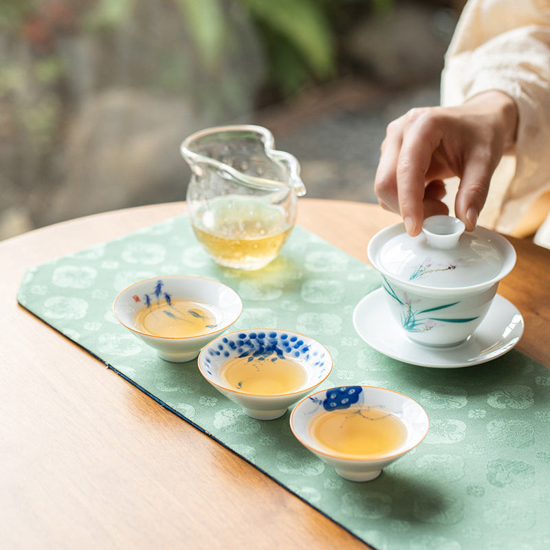 Nimara Ritual Mandala Flower Koi Fish Lotus Bird Persimmons Teacup Kung Fu Tea Cup 50ml