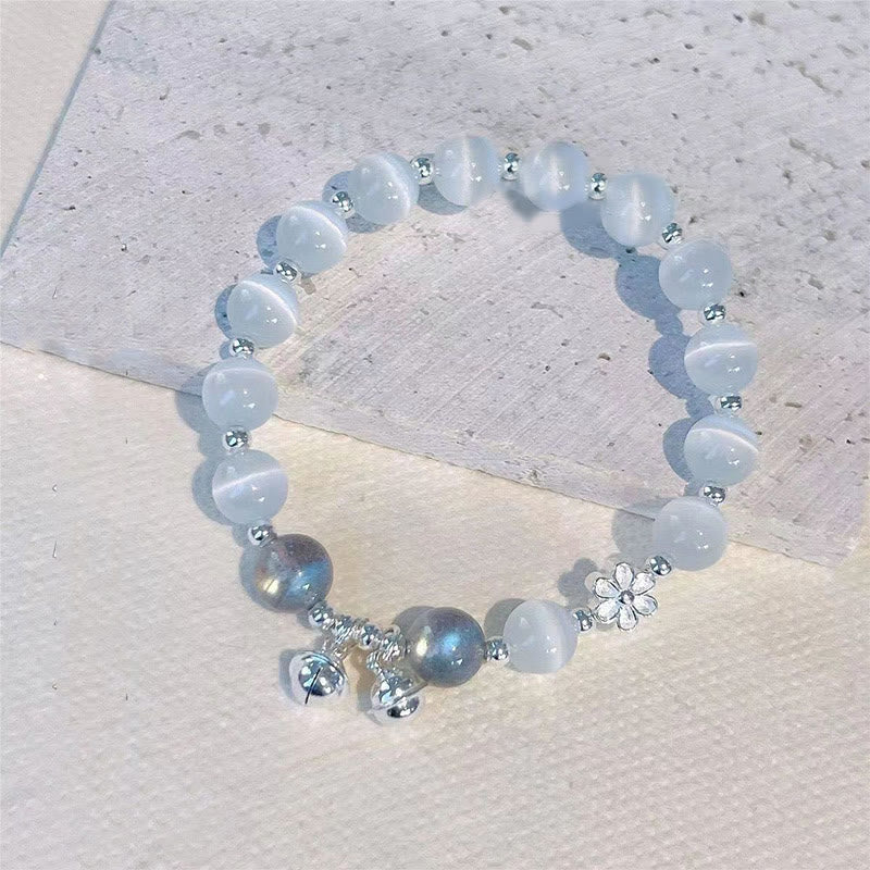 Nimara Ritual Cat's Eye Crystal Peach Blossom Bell Fu Character Charm Support Bracelet