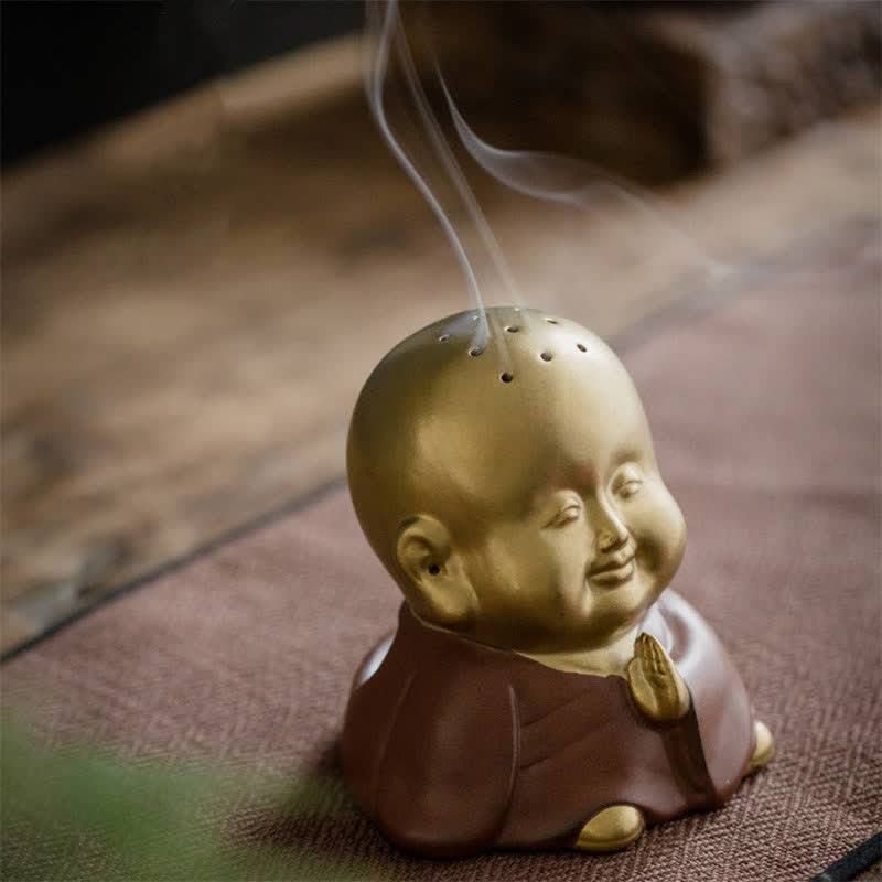 Nimara Ritual Little Buddha Laughing Buddha Ceramic Healing Incense Burner