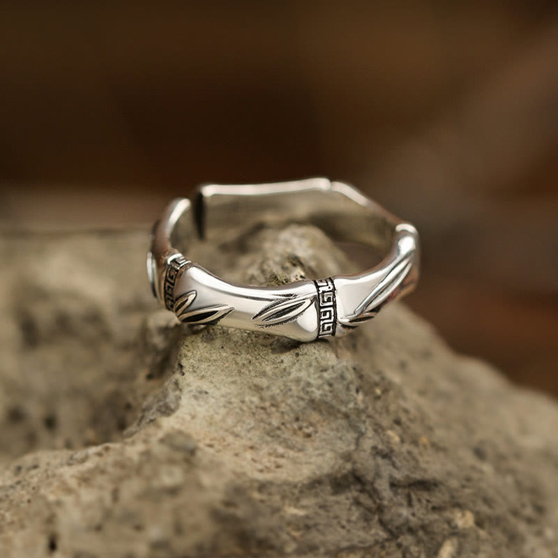Nimara Ritual Simple Bamboo Design Copper Luck Wealth Adjustable Ring