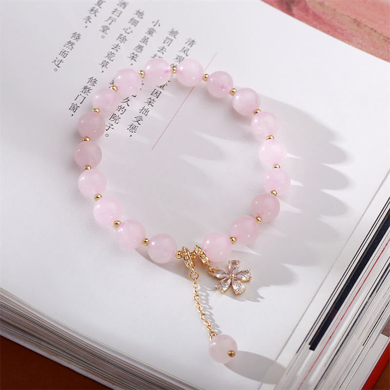 Nimara Ritual Natural Pink Crystal Plum Blossom Love Bracelet