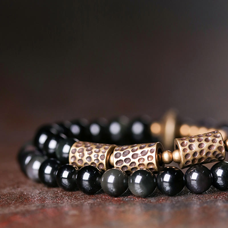 Nimara Ritual Rainbow Obsidian Copper Love Double Wrap Bracelet