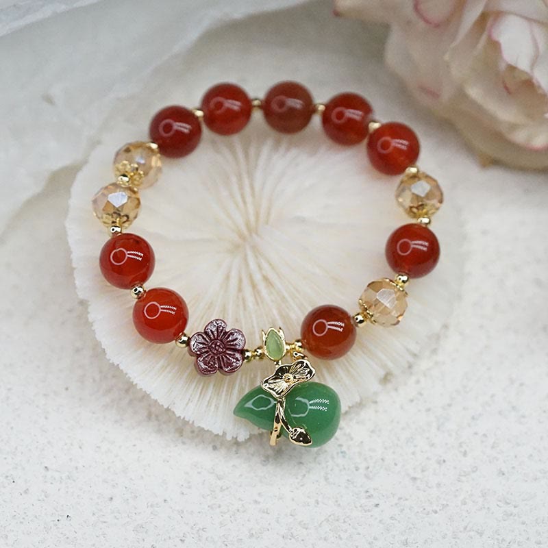 Nimara Ritual Natural Red Agate Green Agate Gourd Cinnabar Flower Beads Confidence Bracelet