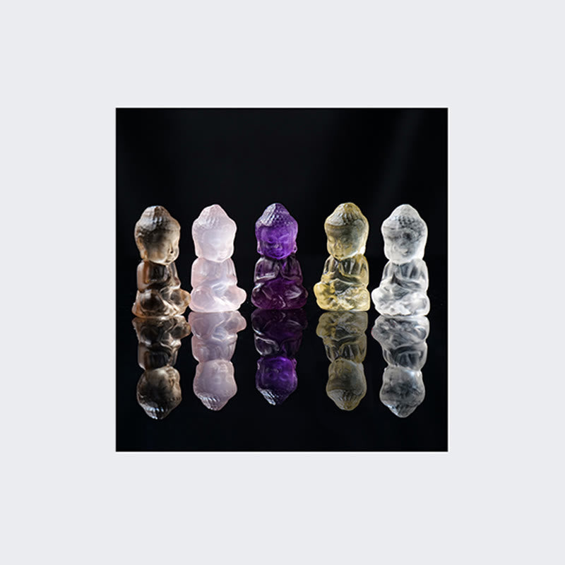 Nimara Ritual Various Crystal Amethyst Pink Crystal White Crystal Citrine Buddha Carved Spiritual Healing Necklace Pendant Decoration