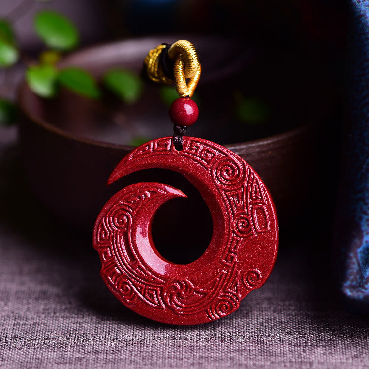 Nimara Ritual One's Luck Improves Design Patern Natural Cinnabar Blessing Necklace Pendant