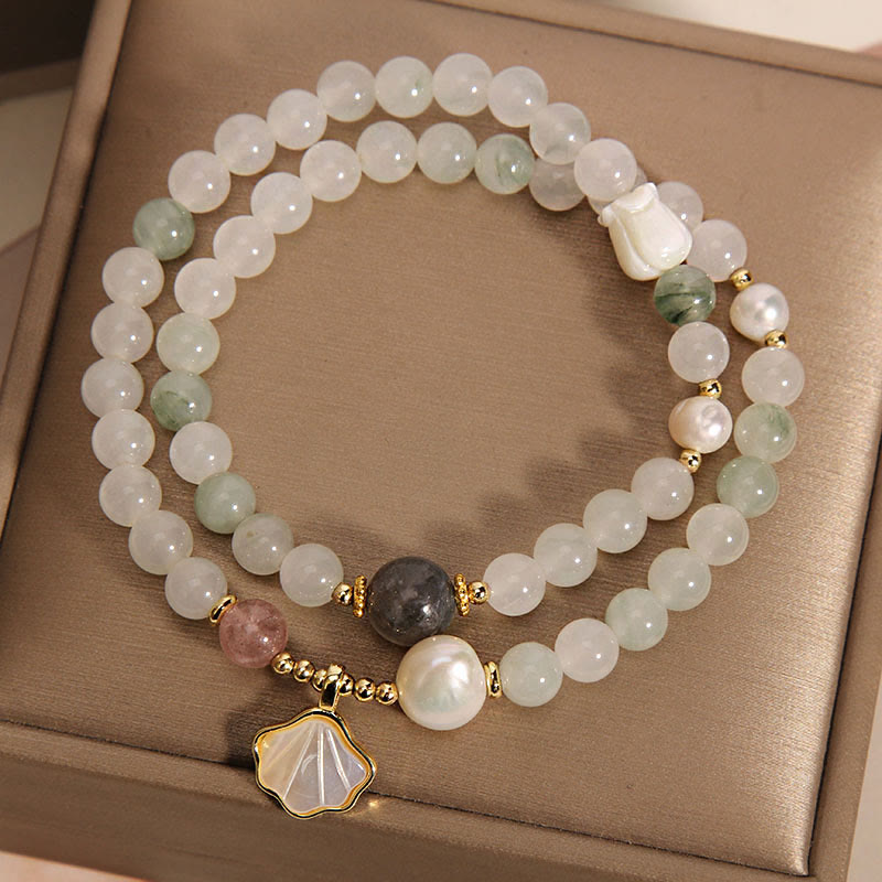Nimara Ritual Double Layer Jade Shell Luck Bracelet