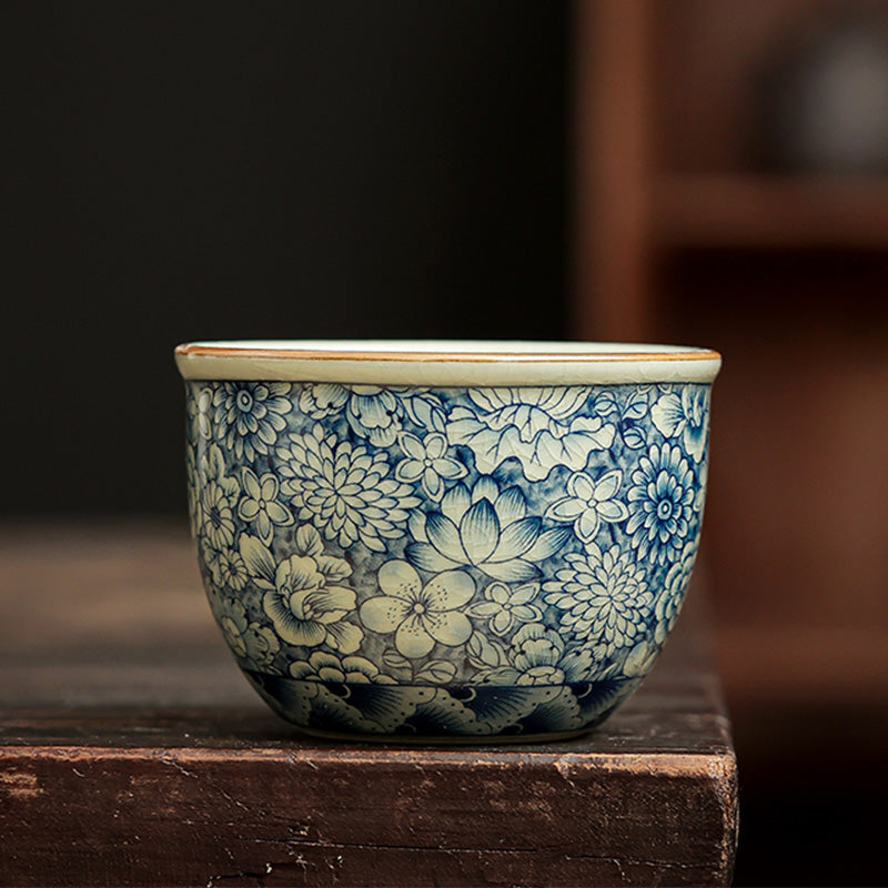 Nimara Ritual Blue and White Porcelain Chinese Gongfu Tea Ceramic Kung Fu Teapot Cup Tea Filter Canister