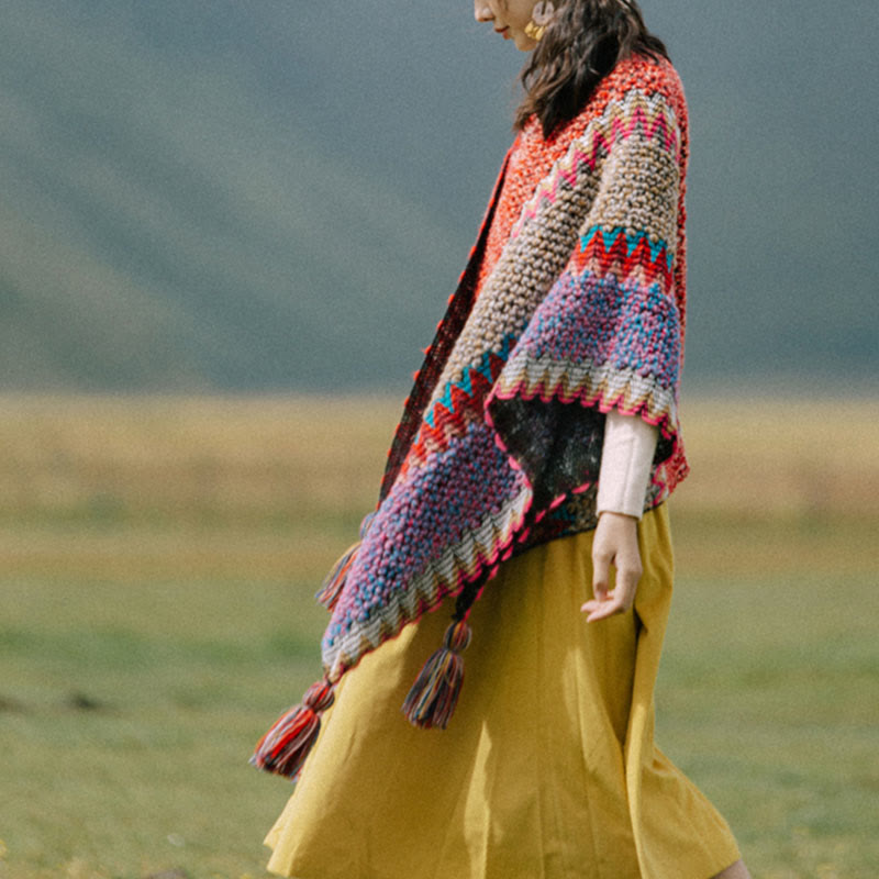 Nimara Ritual Tibetan Shawl Warm Cloak Tibetan Tassel Scarf