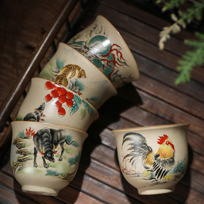 Nimara Ritual 12 Chinese Zodiac Ceramic Teacup Kung Fu Tea Cup 130ml