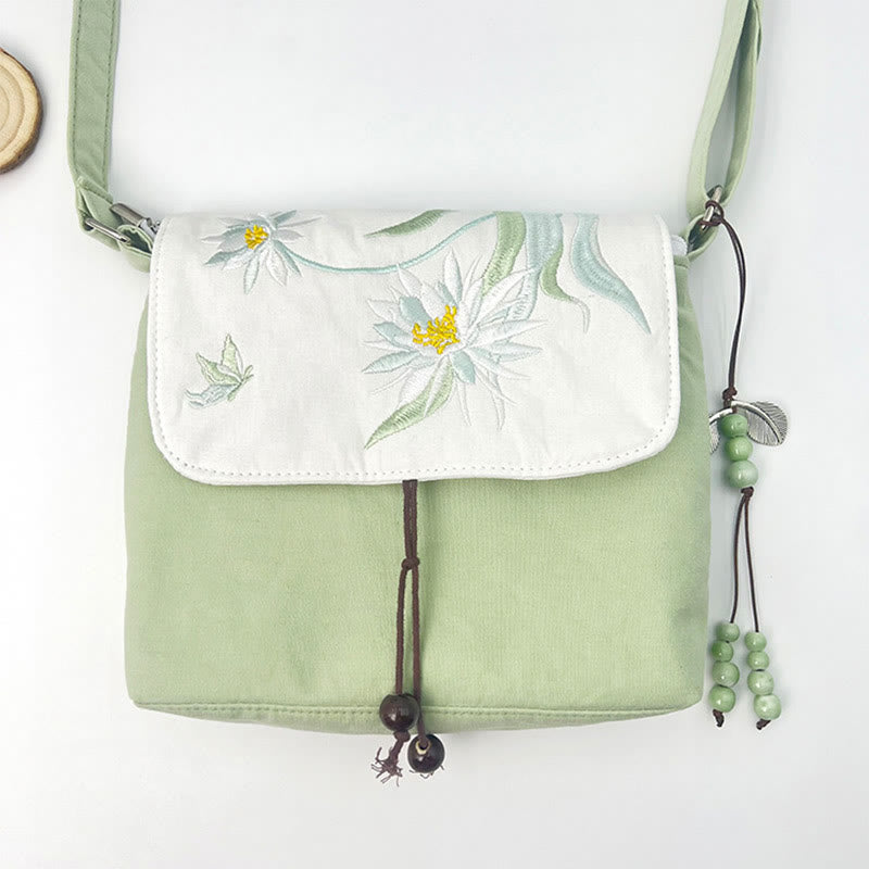 Nimara Ritual Embroidered Camellia Epiphyllum Gardenia Sakura Flowers Crossbody Bag Shoulder Bag Cellphone Bag