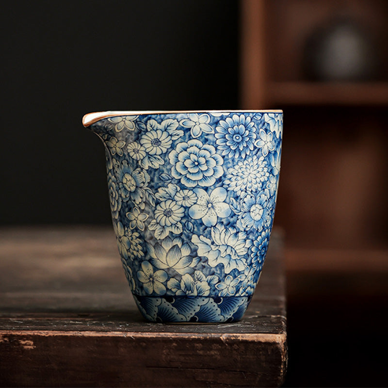 Nimara Ritual Blue and White Porcelain Chinese Gongfu Tea Ceramic Kung Fu Teapot Cup Tea Filter Canister