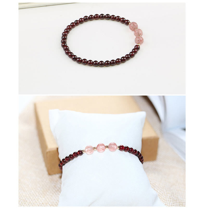 Nimara Ritual Natural Garnet Strawberry Quartz Calm Bracelet