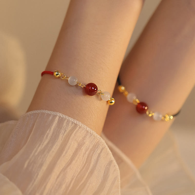 Nimara Ritual Red Agate Cat Eye Braided String Confidence Bracelet