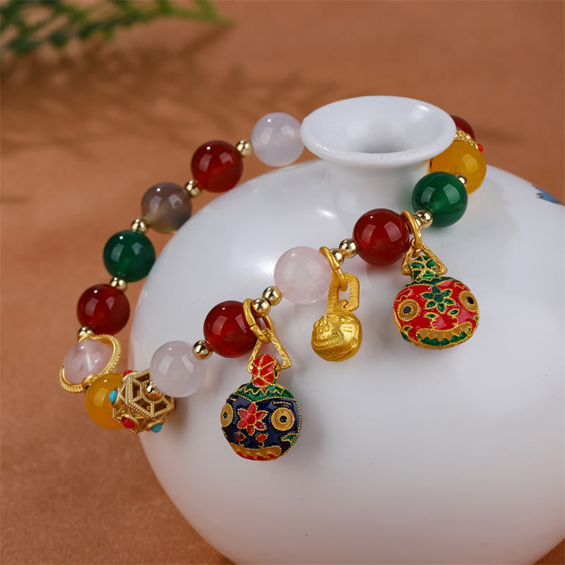 Nimara Ritual Gold Swallowing Beast Family Various Agate Crystal Success Bracelet