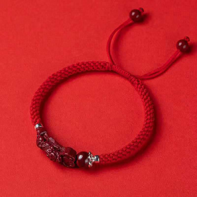 Nimara Ritual Handcrafted PiXiu Cinnabar Wealth Luck Braided Bracelet