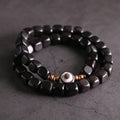 Nimara Ritual Ebony Wood Dzi Bead Copper Peace Couple Bracelet