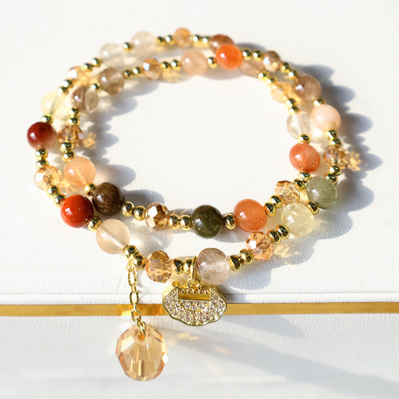 Nimara Ritual Colorful Rutilated Quartz Double Wrap Spiritual Growth Bead Bracelet