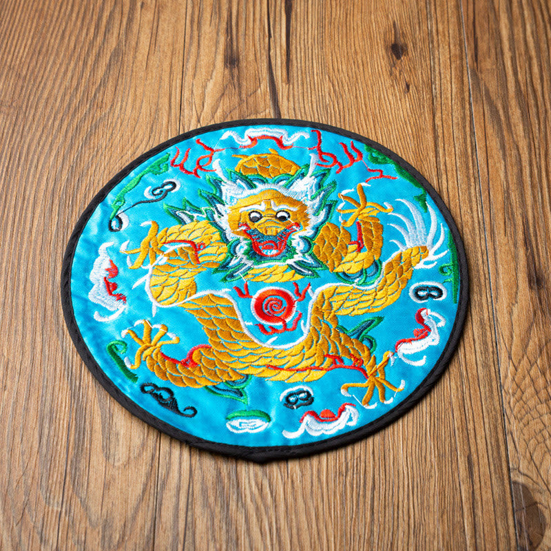Nimara Ritual Dragon Embroidery Cup Mat Pad Tea Cup Coaster Kung Fu Tea Mat