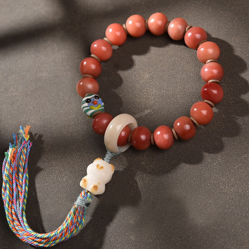 Nimara Ritual Tibetan Natural Camel Bone Dzi Bead Bodhi Seed Charm Luck Bracelet