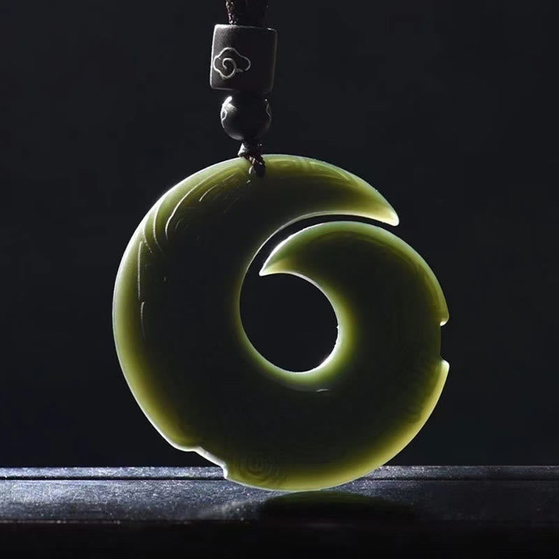 Nimara Ritual One's Luck Improves Design Patern Hetian Cyan Jade Peace Buckle Luck Necklace Pendant