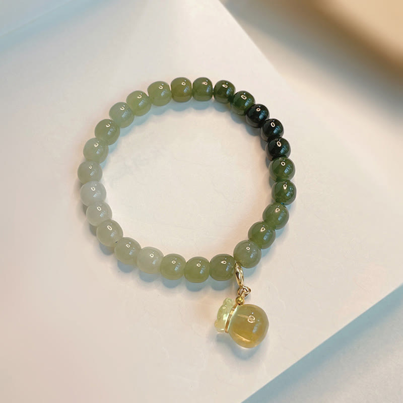 Nimara Ritual Natural Hetian Jade Money Bag Charm Bead Prosperity Bracelet
