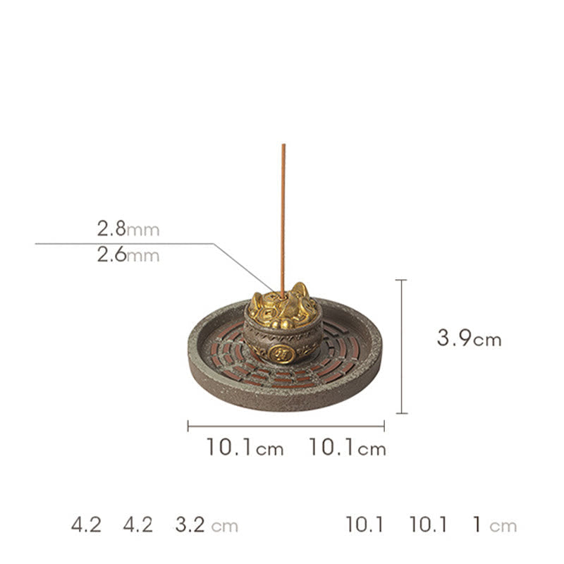 Nimara Ritual Small Treasure Bowl Lucky Bag Bagua Tray Healing Ceramic Stick Incense Burner Decoration
