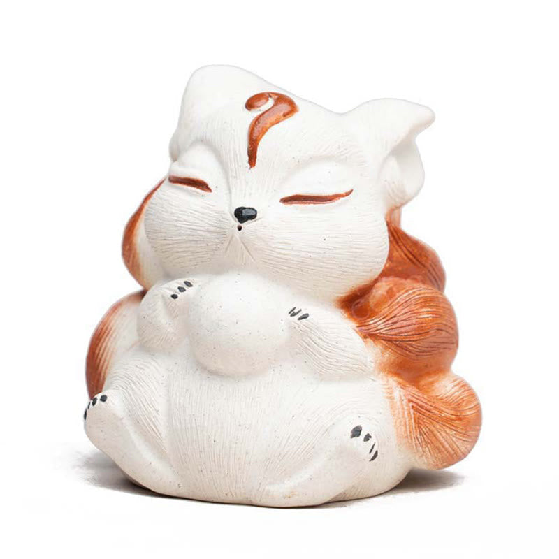 Nimara Ritual Mini Nine Tailed Fox Purple Clay Luck Desk Decoration