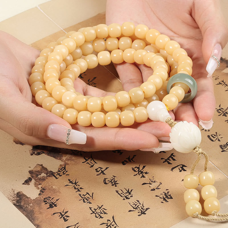 Nimara Ritual Natural Bodhi Seed Lotus Dzi Bead Peace Harmony Charm Bracelet