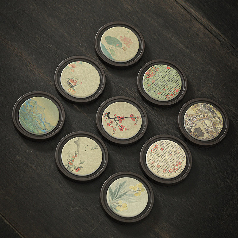 Nimara Ritual Plum Blossom Peach Heart Sutra Loquat Magnolia Persimmon Ceramic Cup Mat Pad Coaster Kung Fu Tea Mat