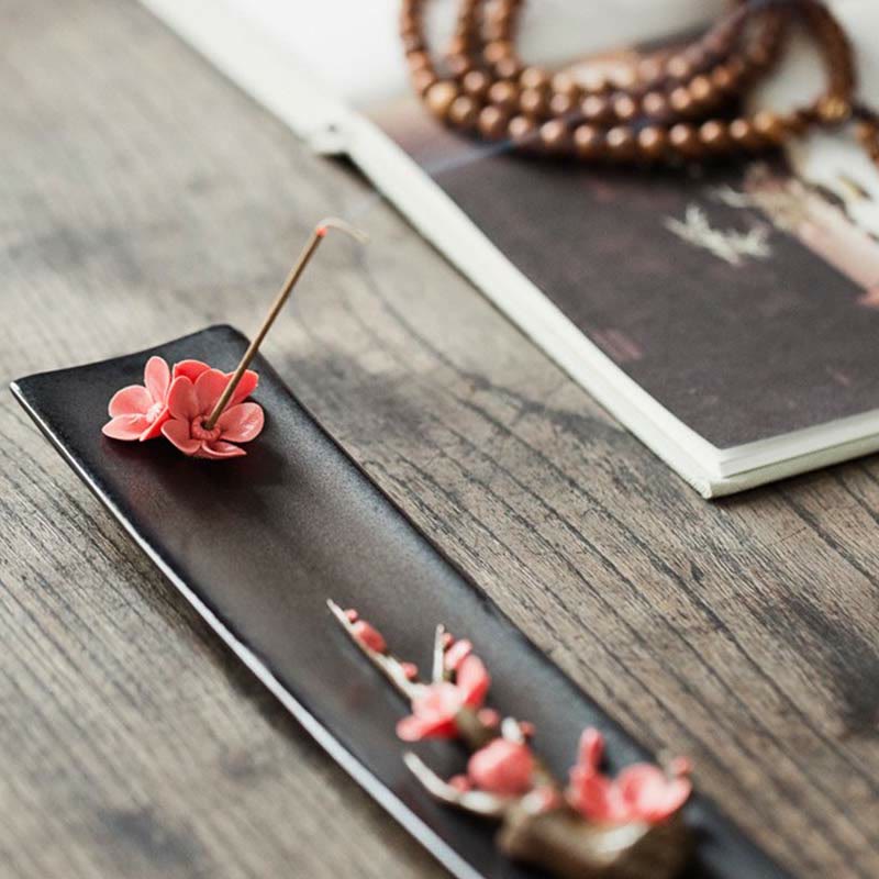 Nimara Ritual Lotus Peony Rose Flower Ceramic Spiritual Incense Burner