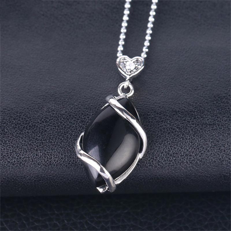 Nimara Ritual Marquise Pattern Natural Crystal Stone Charm Necklace Pendant