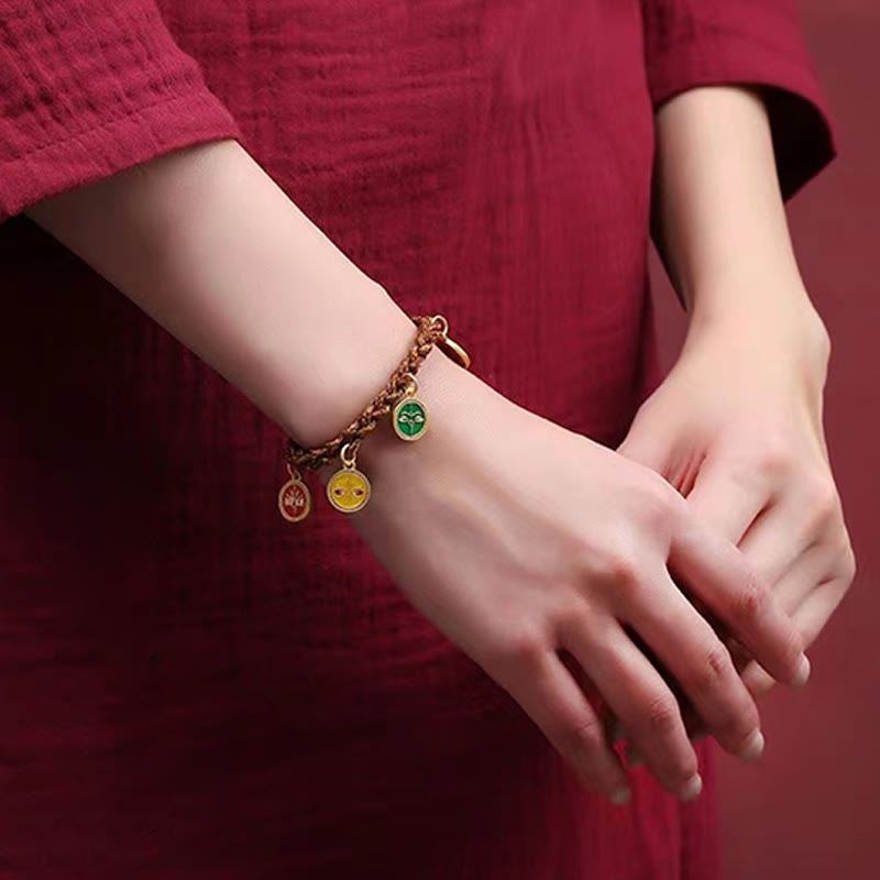 Nimara Ritual Tibetan Five God Of Wealth Thangka Luck Braid String Bracelet