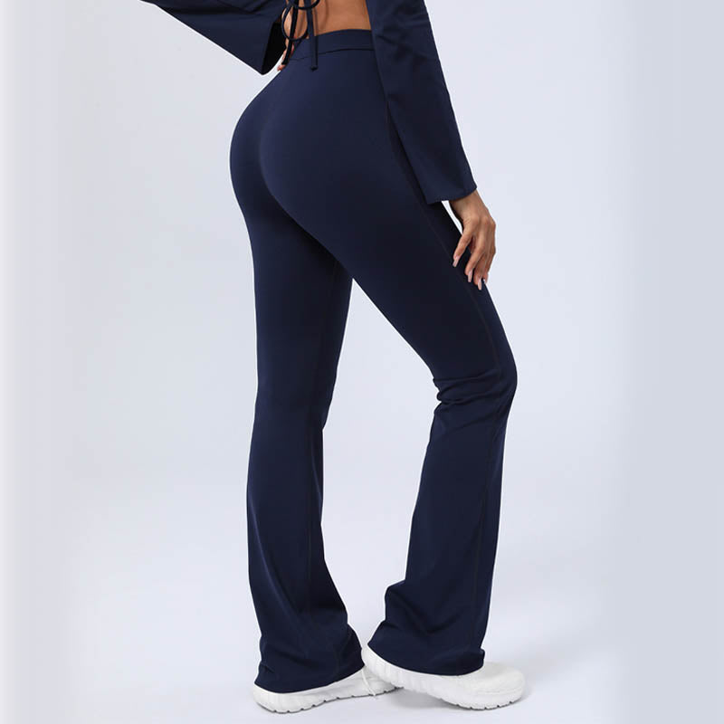 Nimara Ritual Long Sleeve Backless Strap Top Bra Flare Pants Fitness Yoga Outfit