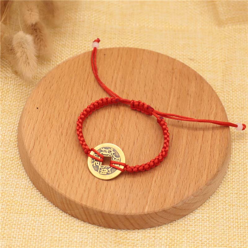 Nimara Ritual Copper Coin Fortune Red String Weave Bracelet