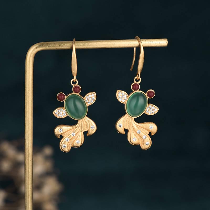Nimara Ritual FengShui Jade Koi Fortune Earrings