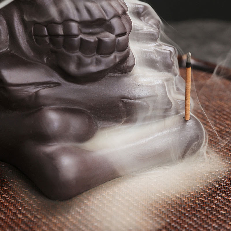 Nimara Ritual Halloween Skull Head Purple Clay Healing Incense Burner Decoration