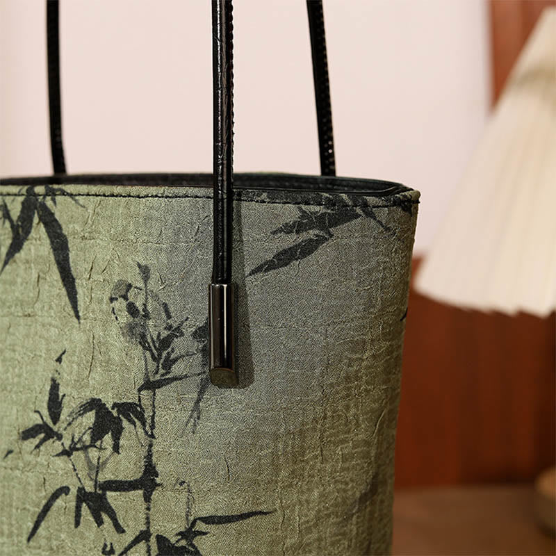 Nimara Ritual Green Bamboo Print Vintage Crossbody Bag Handbag
